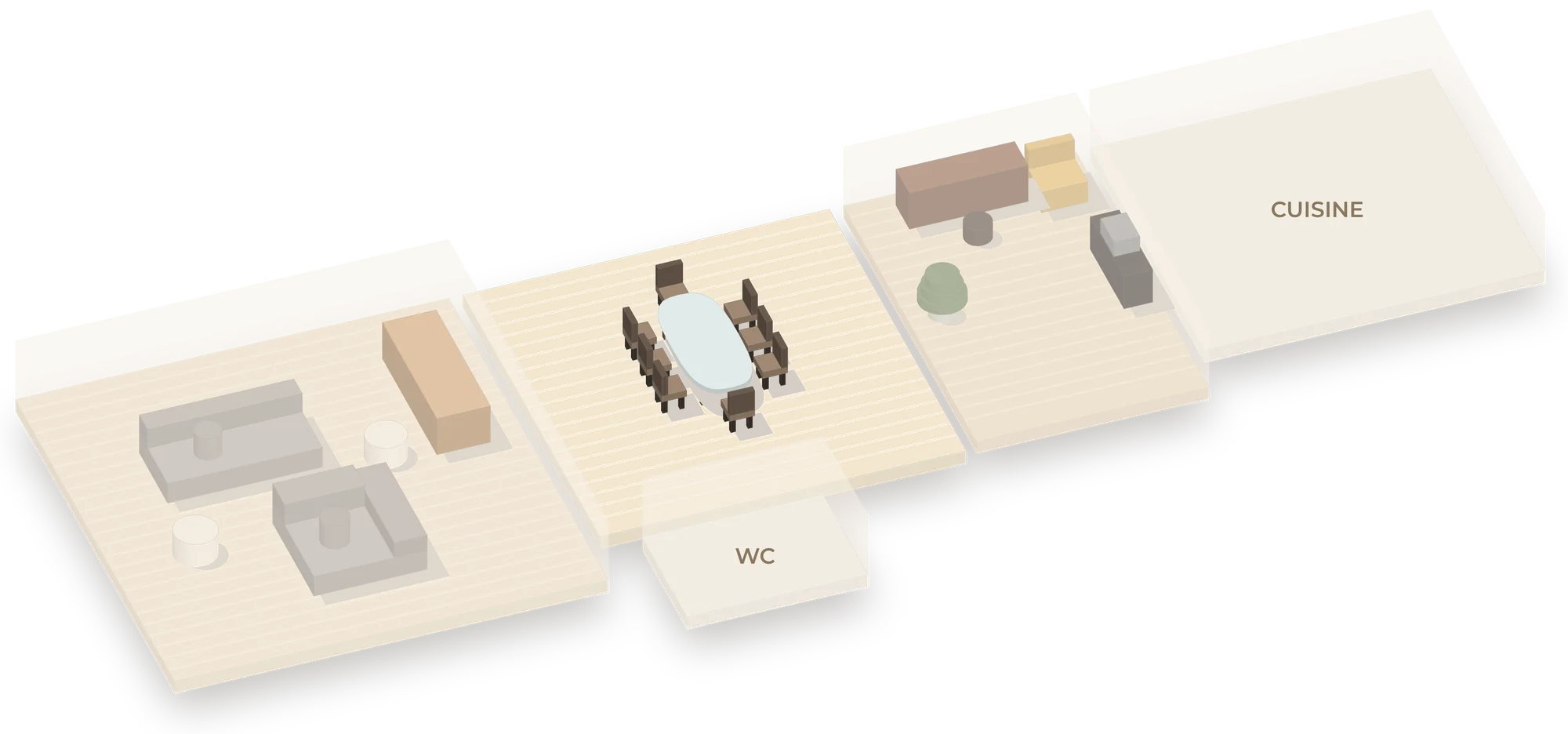 Plan en 3D : le salon Blondel mis en avant